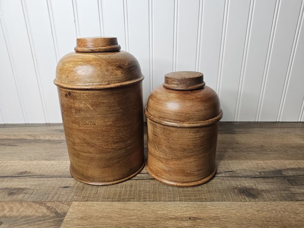 Wooden Cannister Set Of 2 Decorative Modern Apothecary Nautical Kitchen